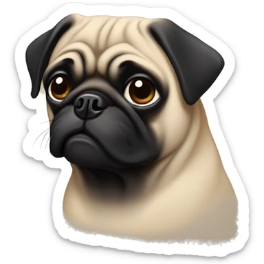 3 tan pug 1 black pug sticker