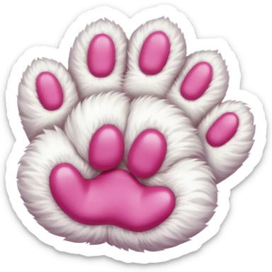 white cat paw, from the bottom, vivid pink toe beans sticker