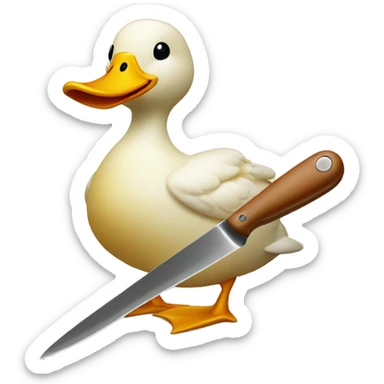 duck holding a knife applying salted butter on rye bread sticker