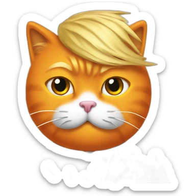 President Donald Trump with an orange cat wig on his head sticker