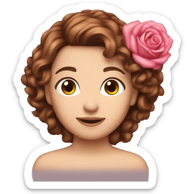 cœur brisé rose brunette rose in hair sticker