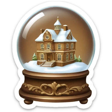 vintage brown rococo snow globe sticker
