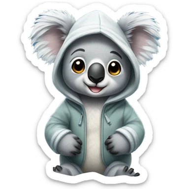 Koala with hoodie and beanie in snow sticker