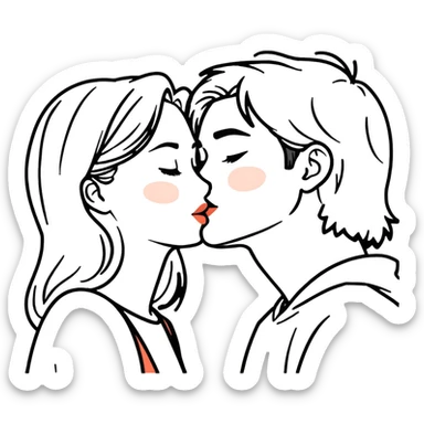 A guy kissing a girl on the cheeks sticker