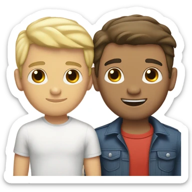 gay couple in love, one brunette guy, one blonde guy  sticker