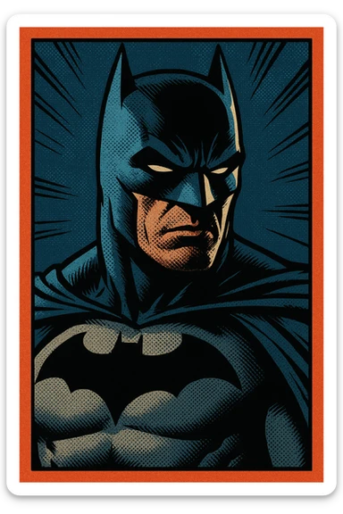 Batman close-up portrait with dramatic lighting, Grand Theft Auto V (GTA 5) style sticker