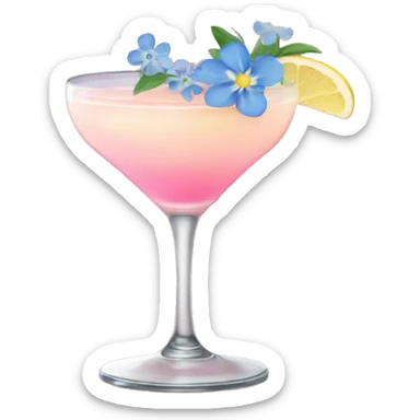 pink/bluish lemon cocktail with blue small flowers  sticker