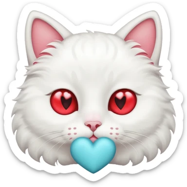 gato blanco con ojitos de corazón sticker