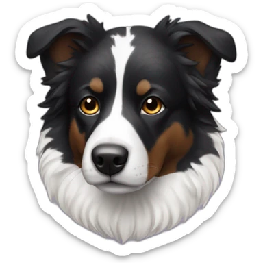 Black fur Aussie dog with white fur spot on head sticker