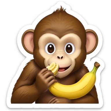 Monkey eating a banana dipped in chocolate  sticker