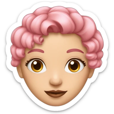 Fille cheveux longb leumarrine et rose avec des paillettes dans les yeux sticker