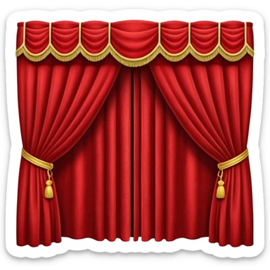 Simple, opened red curtains with black background  sticker