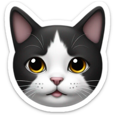 Black and white cat with a black little mustache under the nose sticker
