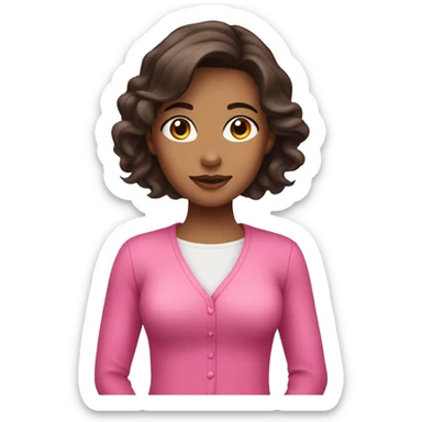 brunette girl with pink clothes sticker