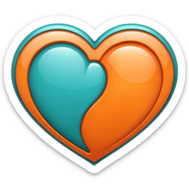 heart that is half teal and half orange sticker