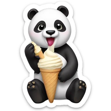 Panda eating ice cream sticker