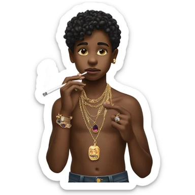 smoking boy with jewelry sticker