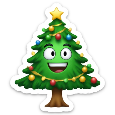 A happy Christmas tree sticker