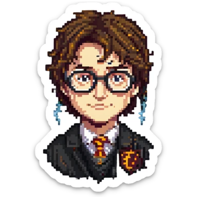 Harry Potter with glasses and a lightning scar sticker