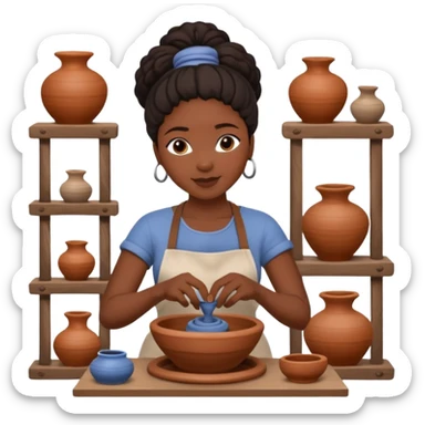 Pottery Wheel Artist black woman  sticker