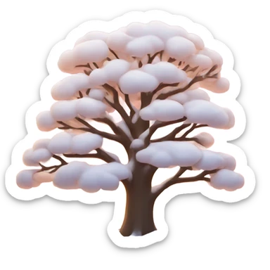 trees with snow and sunset behind sticker