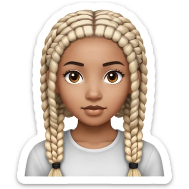 Black and white girl mixed with box braids sticker