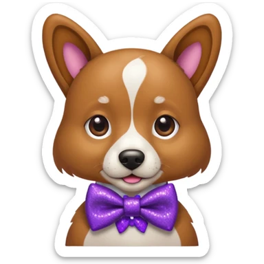 Cachorro adulto com gravata roxa com glitter sticker