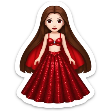 Countess Dracula with long brown hair, red sequin bra, red sequin long skirt  sticker