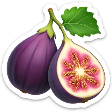 Please create a emoji of a cross-section of a fig with a small leaf sticker