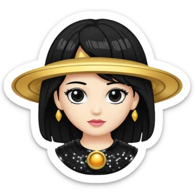 Saturn (Mythology) with black hair, black sequin outfit sticker