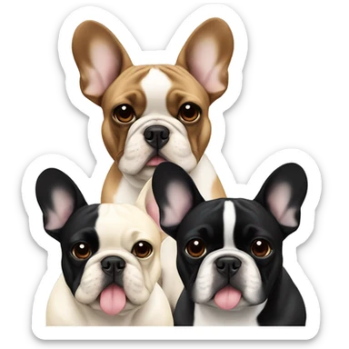 2 French bulldogs 1 black and one black and cream  sticker