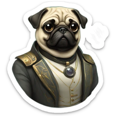 A cyberpunk pug in Art Nouveau style during 1910 sticker