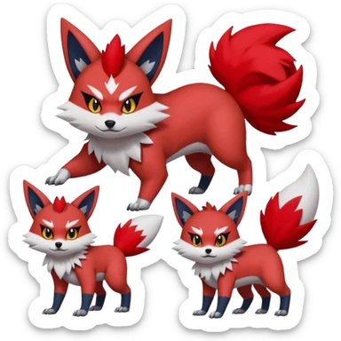 Scarley scarlet Zangoose-Litten-Zorua-chipmunk-Werewolf-Fakemon-Pokémon-creature (full body) sticker