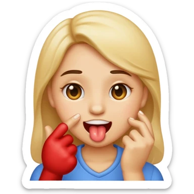Flirty emoji biting finger sticker