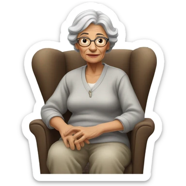 old lady in chair sticker