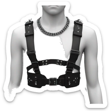 Black punk fashion chest leather harness sticker