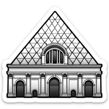 I want a graffiti style Louvre museum sticker. 
it must be black and white sticker