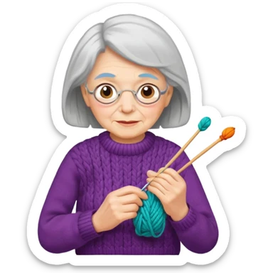 elderly woman knitting sticker