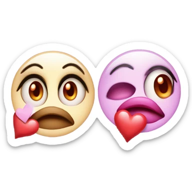 Pleading eye emoji and kissing emoji  sticker
