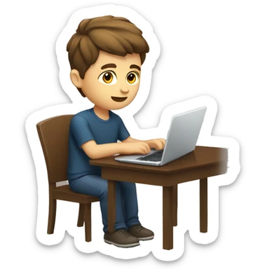 caucassian young man with short brown hair working on laptop sticker