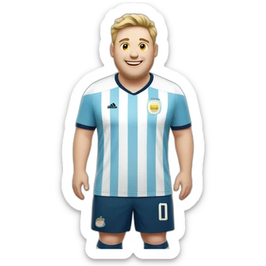 white man. Obese. argentina soccer uniform. laugh sticker