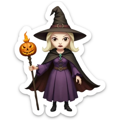 Pitonisa: mujer entre unos 40 y 50 años, cara de mala, malas intenciones, cara un poco deforme tipo bruja, y ropa antigua. cuerpo entero sticker