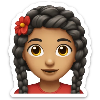 Chica mulata con trenzas en el pelo en las puntas Rojas,  ojos carmelitas oscuro , nari redondita  sticker