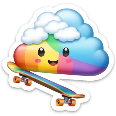 rainbow kawaii Poop cloud skateboarding  sticker