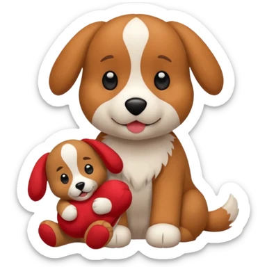 Dog playing with a stuffed animal sticker
