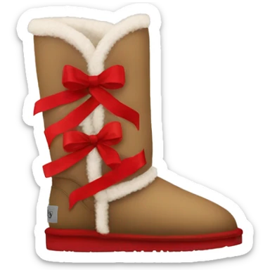 aesthetic uggs with red ribbons sticker