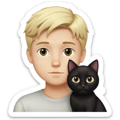 blonde boy black cat sticker