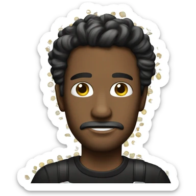 Hombre con pelo rizado y camiseta negra, con dinero en las manos sticker