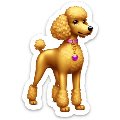 shiny gold poodle standing atttentively sticker