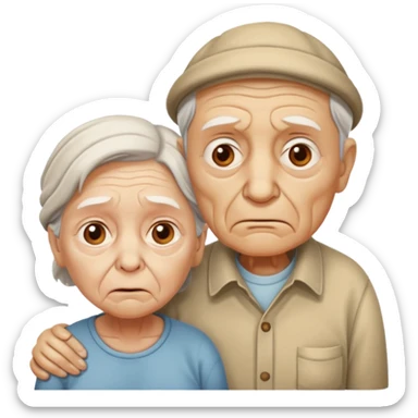 Old person with permanent confusion and deep sadness in their eyes hobbling around with their shell of a partner sticker